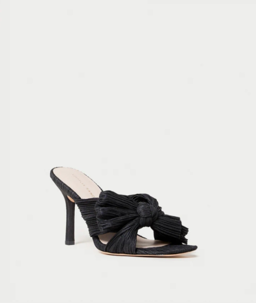 Loeffler Randall Black Claudia Pleated Bow Square Toe Mule Heels 9.5 New